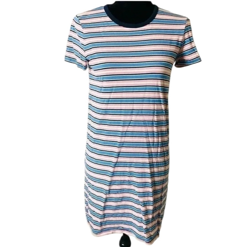 J.Crew Mercantile Striped T-Shirt Dress Womens XS Blue Red White Cotton